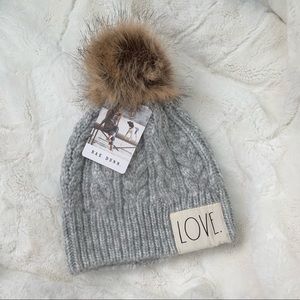 Rae Dunn | “Love” Beanie / Toque / Knit Hat - Light Grey | Brand New